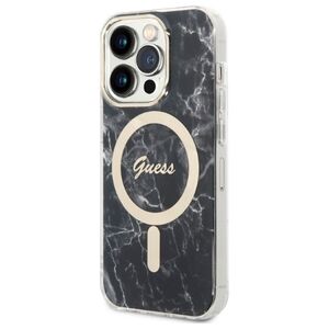 Guess set case + charger for iPhone 14 Pro Max 6,7" GUBPP14XHMEACSK black hard case Marble MagSafe 3666339103149