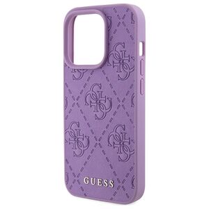 Original Case APPLE IPHONE 15 PRO Guess Hardcase Leather 4G Stamped (GUHCP15LP4EPMU) purple