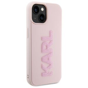 Original Case APPLE IPHONE 15 Karl Lagerfeld Hardcase 3D Rubber Glitter Logo (KLHCP15S3DMBKCP) pink