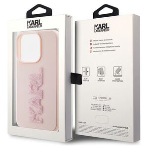 Original Case APPLE IPHONE 15 PRO MAX Karl Lagerfeld Hardcase 3D Rubber Glitter Logo (KLHCP15X3DMBKCP) pink