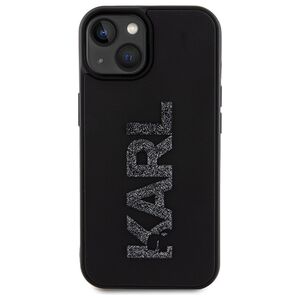 Original Case APPLE IPHONE 15 Karl Lagerfeld Hardcase 3D Rubber Glitter Logo (KLHCP15S3DMBKCK) black