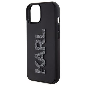 Original Case APPLE IPHONE 15 Karl Lagerfeld Hardcase 3D Rubber Glitter Logo (KLHCP15S3DMBKCK) black