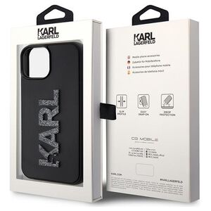 Original Case APPLE IPHONE 15 Karl Lagerfeld Hardcase 3D Rubber Glitter Logo (KLHCP15S3DMBKCK) black