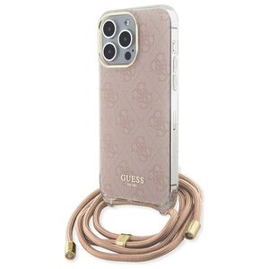 Original Case APPLE IPHONE 15 PRO Guess Hardcase Crossbody Cord 4G Print (GUHCP15LHC4SEP) pink