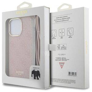 Original Case APPLE IPHONE 15 PRO Guess Hardcase Crossbody Cord 4G Print (GUHCP15LHC4SEP) pink