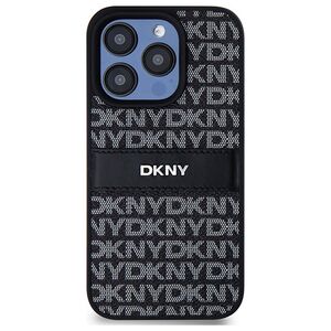 Original Case APPLE IPHONE 15 PRO MAX DKNY Hardcase Leather Mono Stripe & Metal Logo (DKHCP15XPRTHSLK) black