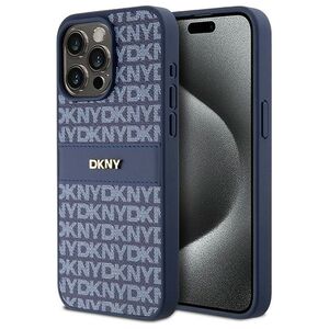 Original Case APPLE IPHONE 15 PRO MAX DKNY Hardcase Leather Mono Stripe & Metal Logo (DKHCP15XPRTHSLB) blue