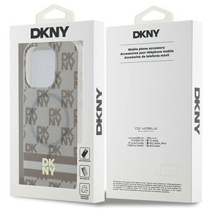 Original Case APPLE IPHONE 15 PRO MAX DKNY Hardcase IML Checkered Mono Pattern & Printed Stripes MagSafe (DKHMP15XHCPTSE) beige