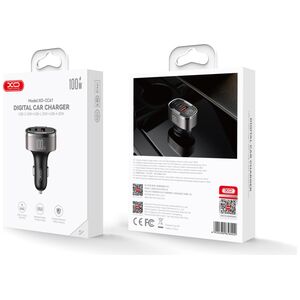XO car charger CC61 PD QC 3.0 100W 1x USB 1x USB-C 1x Lightning gray 6920680858002