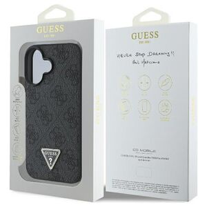 Guess case for iPhone 16 6,1" GUHCP16SP4TDPK Leather 4G Triangle Strass black MagSafe 3666339327361