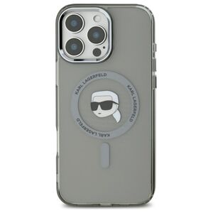 Original Case IPHONE 16 PRO MAX Karl Lagerfeld Hardcase IML Metal Karl Head MagSafe (KLHMP16XHLSKIK) black