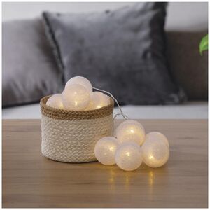 ATMOSPHERA Γιρλάντα LED cotton balls, 10 λαμπάκια, 165 cm, χρώμα λευκό