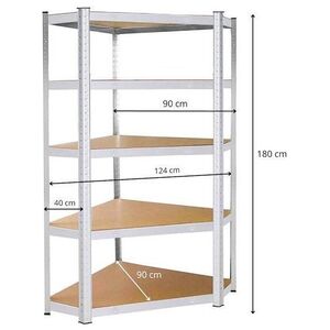 Springos Μεταλλική γωνιακή ραφιέρα με 5 ράφια 180x90x40 cm 875 kg για γκαράζ, υπόγειο ΠΟΛΥΧΡΗΣΤΙΚΗ
