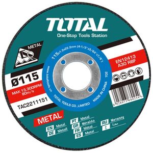 TOTAL ΔΙΣΚΟΣ ΚΟΠΗΣ ΙΝΟΧ - ΜΕΤΑΛΛΟΥ 115 Χ 1.2mm ΣΕ ΜΕΤΑΛΛΙΚΟ ΚΟΥΤΑΚΙ (TAC2211155) ως 12 Άτοκες Δόσεις