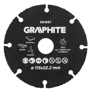 GRAPHITE Δίσκος καρβιδίου Multi Material 115mm 55H697 έως 12 άτοκες Δόσεις