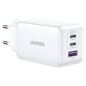 Ugreen Incarcator Priza USB-A QC 3.0, 2xUSB-C PD GaN 65W, 3.25A - Ugreen Nexode (15334) - White 6941876213344 έως 12 άτοκες Δόσεις