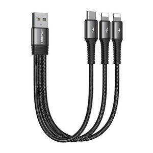 Joyroom USB cable Joyroom S-01530G10 3in1 USB-C / 2x Lightning 3.5A 0.15m (black) 039210 έως και 12 άτοκες δόσεις