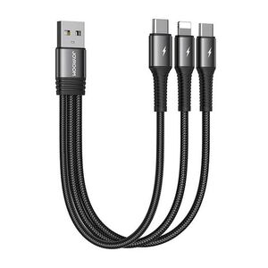 Joyroom USB cable Joyroom S-01530G11 3in1 2x USB-C / Lightning 3.5A 0.15m (black) 039207 έως και 12 άτοκες δόσεις