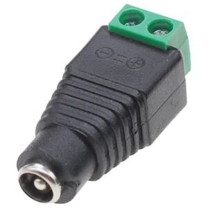 Connector DeTech, DC, 5.5x2.1 F - Screw Terminal, 10pcs., Black - 17167