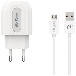 Φορτιστής δικτύου, DeTech, DE-28M, 5V/2.1A, 220V, Universal, 1 x USB, καλώδιο Micro USB, 1.0m, λευκό - 14133
