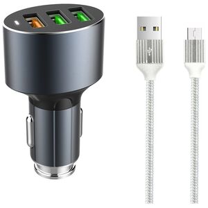 Φορτιστή αυτοκινήτου LDNIO C703Q, Quick Charge 3.0, 2xUSB, με καλώδιο Micro USB, Gray - 14752