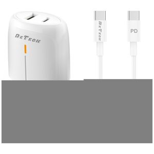 Φορτιστής δικτύου DeTech DE-31PDC, 20W, καλώδιο PD Type-C, 1 x Type-C F, 1 x USB F, PD, λευκό - 40322