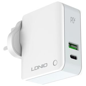 Network charger LDNIO A4403C, 1xUSB, 1xType-C PD, με καλώδιο Type-C to Type-C , White - 40094