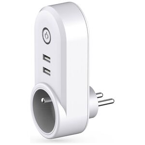 Smart socket No brand PST-LSPA2, 2xUSB F, 220V, 10A, Wi-Fi, Tuya Smart, White - 91018