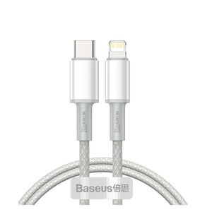 Baseus High Density Braided USB-C to Lightning Cable 20W Λευκό 1m (CATLGD-02) (BASCATLGD02) έως 12 άτοκες Δόσεις