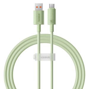 Baseus Cablu USB la Type-C, Fast Charging, 100W, 480Mbps, 1m - Baseus Habitat Series (P10360203631-00) - Natural Green 6932172642976 έως 12 άτοκες Δόσεις