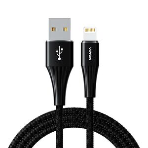 Vipfan USB to Lightning cable Vipfan A01, 3A, 1.2m, braided (black). 036904 6971952430082 CB-A1LT-black έως και 12 άτοκες δόσεις