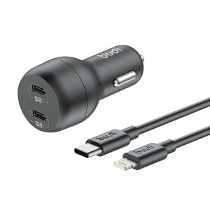 Budi Budi Car Charger, 2x USB-C, 40W, PD + USB-C to Lightning Cable (Black) 050580 6971536927694 108RTL έως και 12 άτοκες δόσεις