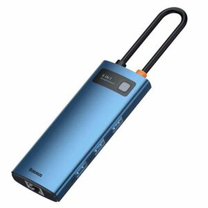 Hub USB C Baseus WKWG000003 6 σε 1 με RJ45 Metal Gleam Μπλε 6953156209718 6953156209718 έως και 12 άτοκες δόσεις