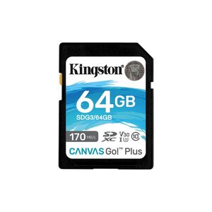 Kingston Canvas Go Plus SDXC 64GB Class 10 U3 V30 UHS-I (SDG3/64GB) (KINSDG3-64GB) έως 12 άτοκες Δόσεις
