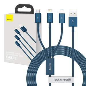 Baseus USB cable 3in1 Baseus Superior Series, USB to micro USB / USB-C / Lightning, 3.5A, 1.5m (blue) 026700  CAMLTYS-03 έως και 12 άτοκες δόσεις 6953156205543