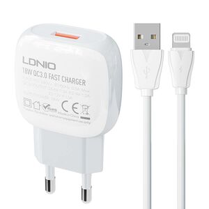 LDNIO Wall charger  LDNIO A1306Q 18W +  Lightning cable 042553  A1306Q Lightning έως και 12 άτοκες δόσεις 5905316141544