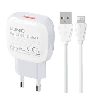 LDNIO Wall charger  LDNIO A1307Q 18W +  Lightning cable 042558  A1307Q Lightning έως και 12 άτοκες δόσεις 5905316141575