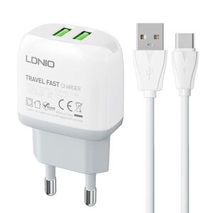 LDNIO Wall charger  LDNIO A2219 2USB + USB-C cable 042577  A2219 Type C έως και 12 άτοκες δόσεις 5905316141766