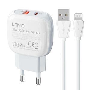 LDNIO Wall charger  LDNIO A2313C USB, USB-C 20W + USB to Lightning cable 042578  A2313C Lightning έως και 12 άτοκες δόσεις 5905316141773