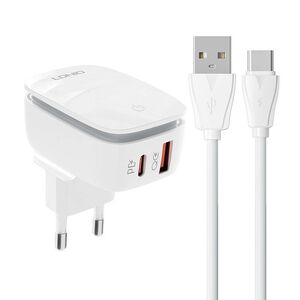 LDNIO Wall charger  LDNIO A2425C USB, USB-C + USB-C cable 042735  A2425C Type C έως και 12 άτοκες δόσεις 5905316142060