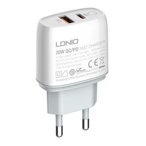LDNIO Wall charger LDNIO A2424C USB, USB-C 20W + Lightning Cable 042463  A2424C Lightning έως και 12 άτοκες δόσεις 5905316144439