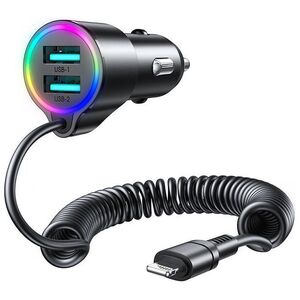 Joyroom Car charger Joyroom JR-CL25, 2x USB + Lightning cable (black) 044733  JR-CL25 έως και 12 άτοκες δόσεις 6956116722647