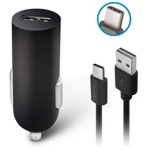 Forever M02 car charger 1x USB 2A black + USB-C cable
