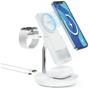 Forever MACS-100 magnetic wireless charging station with power bank white 5in1