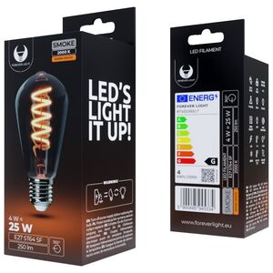 LED Bulb Filament E27 ST64 4W 230V 2000K 250lm SF smoked Forever Light