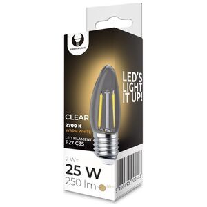 LED Bulb Filament E27 C35 2W 230V 2700K 250lm COG clear Forever Light