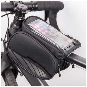 Waterproof bicycle frame bag with a removable phone case black