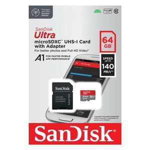 Κάρτα μνήμης Micro SDXC C10 UHS-I SanDisk Ultra 140MB/s 64GB + 1 ADP 619659200541 619659200541 έως και 12 άτοκες δόσεις