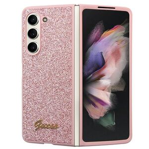Guess case for Samsung Z Fold5 GUHCZFD5HGGSHP pink PU/TPU Glitter Script 3666339174002