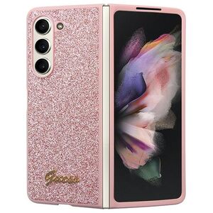 Guess case for Samsung Z Fold5 GUHCZFD5HGGSHP pink PU/TPU Glitter Script 3666339174002